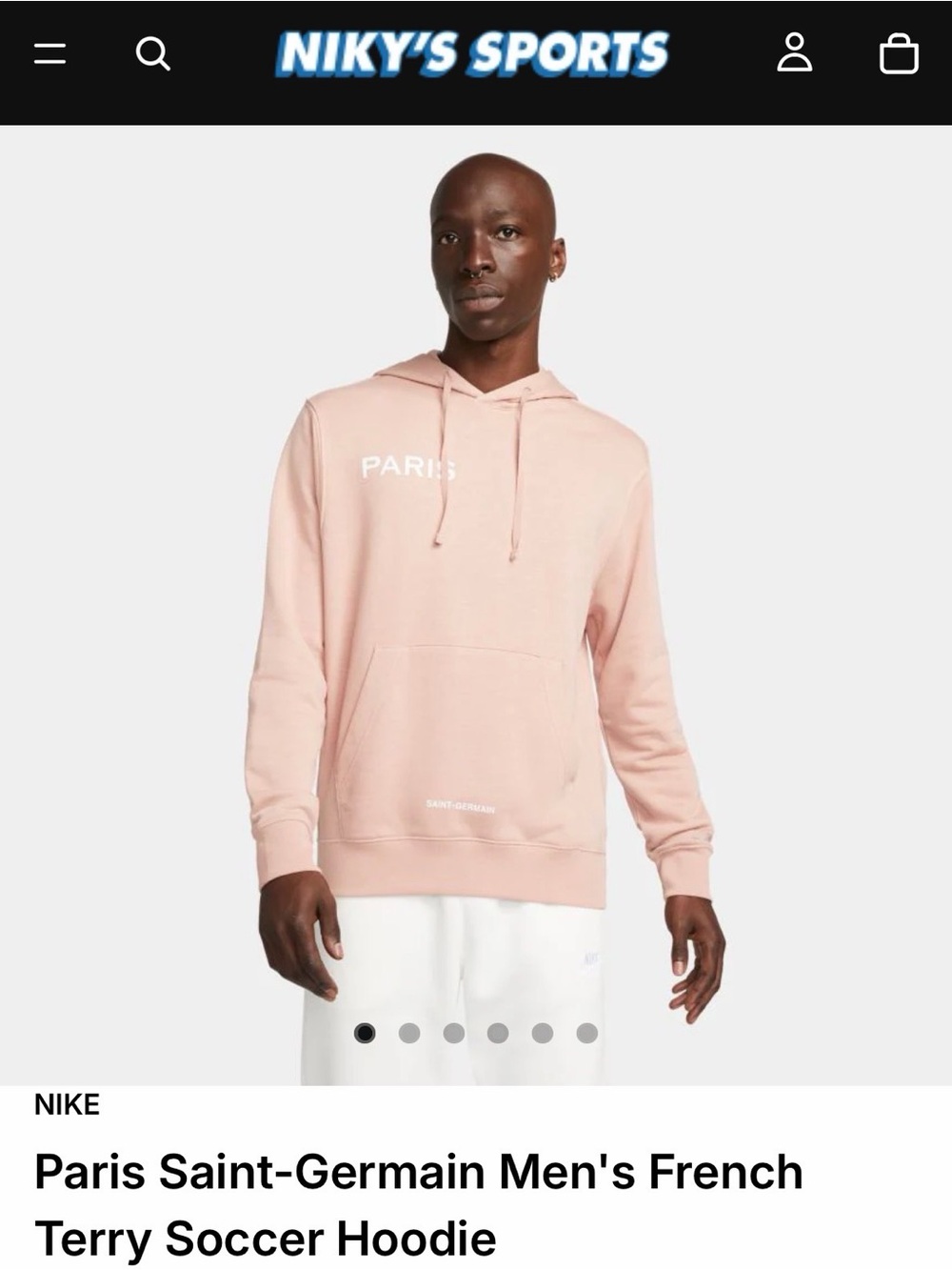 Nike Men's Paris Saint-Germain Light Pink Hoodie size M